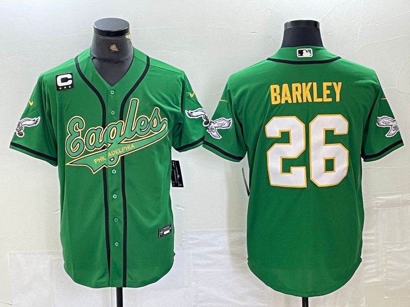 Men Philadelphia Eagles #26 Barkley Green 2024 Nike Co branded NFL Jersey style 1